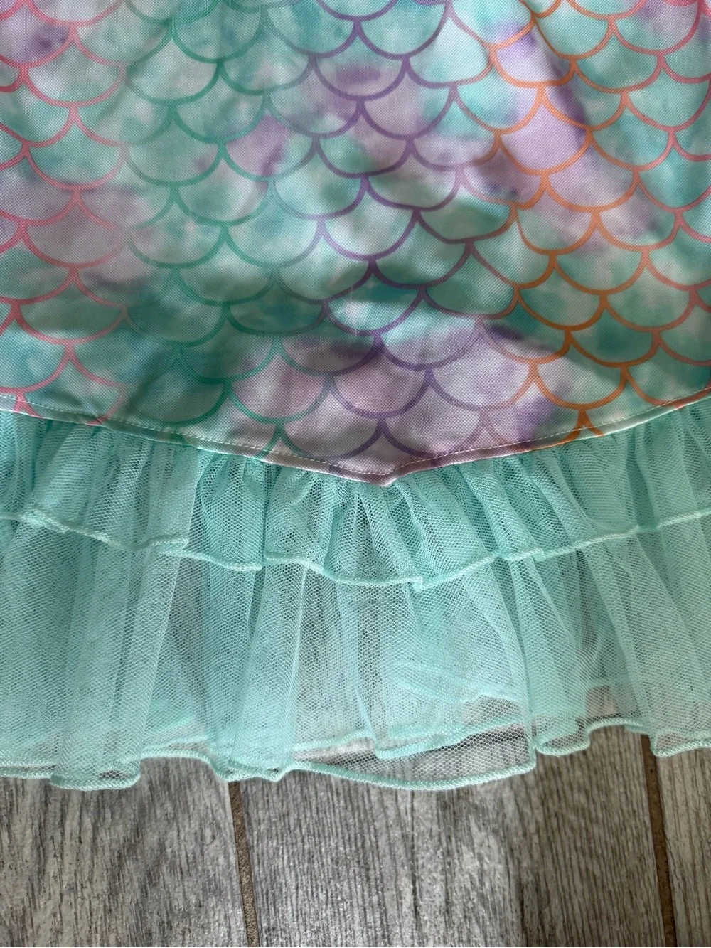 Disney Mint Green Ariel Mermaid Night Gown Dress with Multicolor Scale Print - Picture 5 of 6